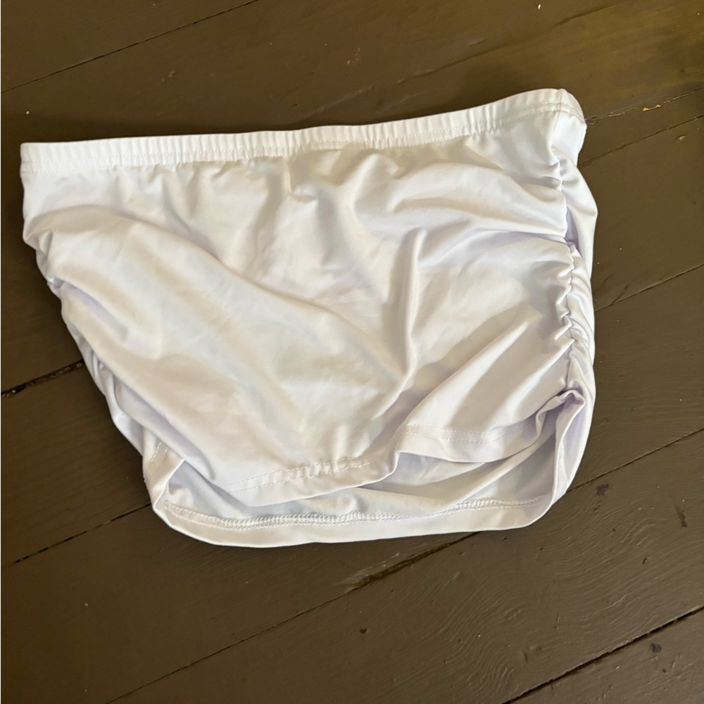 white tube top with ruched sides